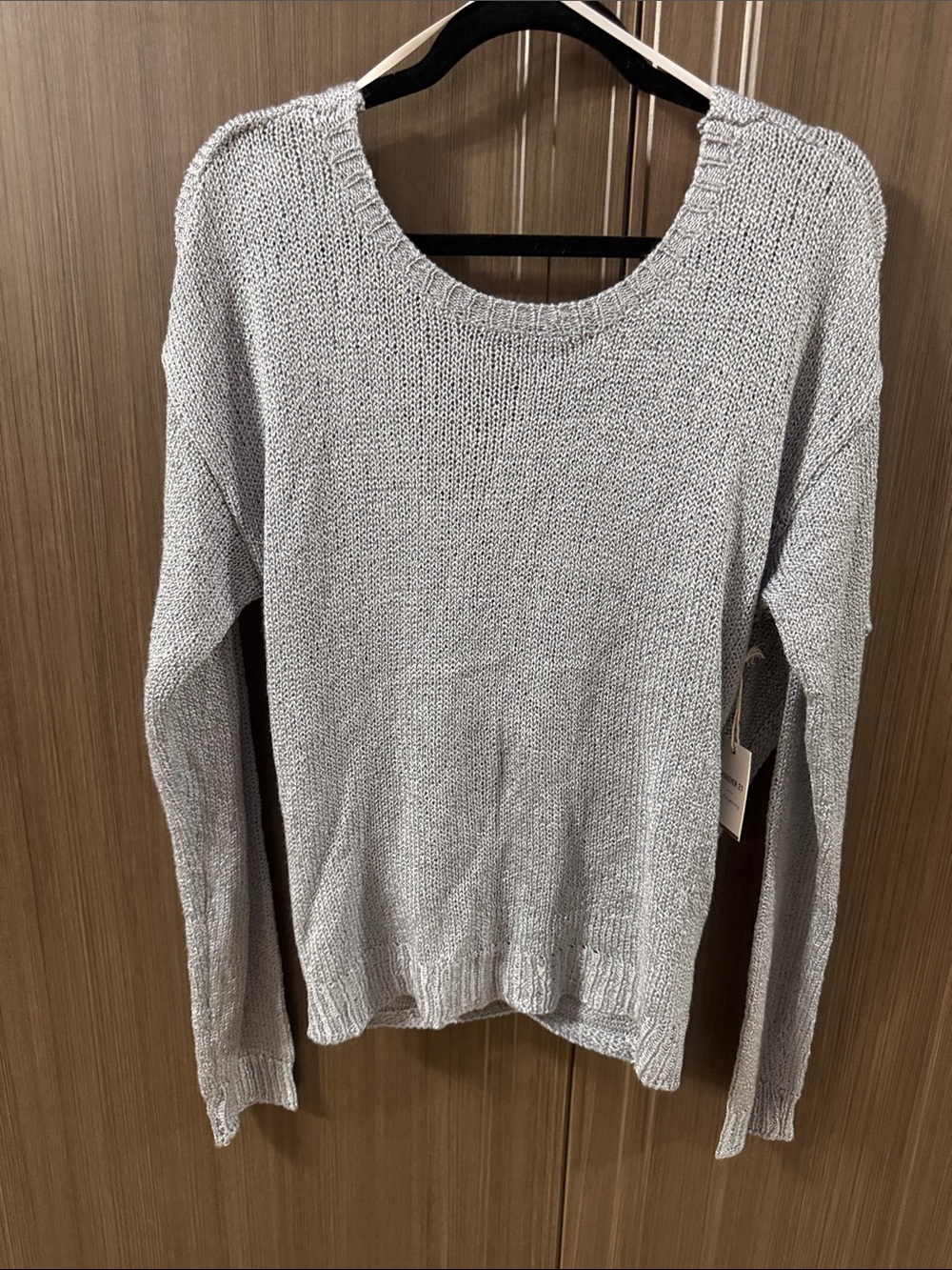 Forever 21 Light Gray Scoop Neck Knit Sweater